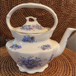 Porcelain Teapot with Blue Forget Me Not Flowers by Crown Heritage of England